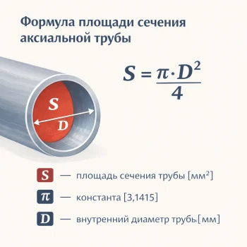 Формула площади сечения аксиальной трубы